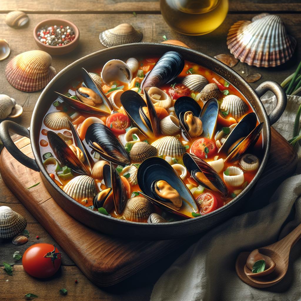 Sopa de berberechos, mejillones y almejas veraces