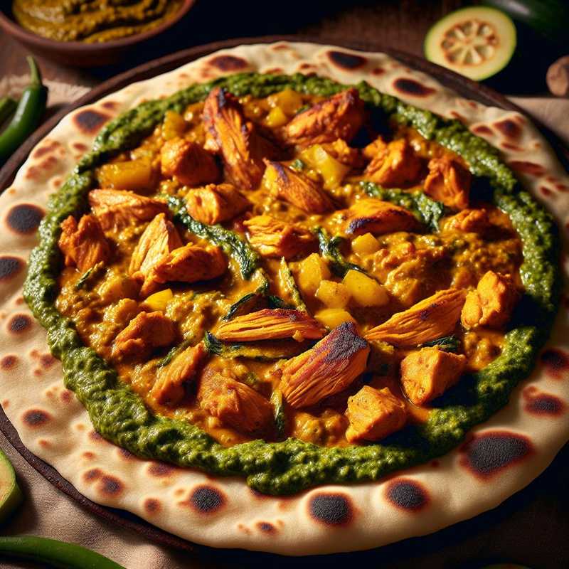 Piadina with curry chicken and zucchini pesto