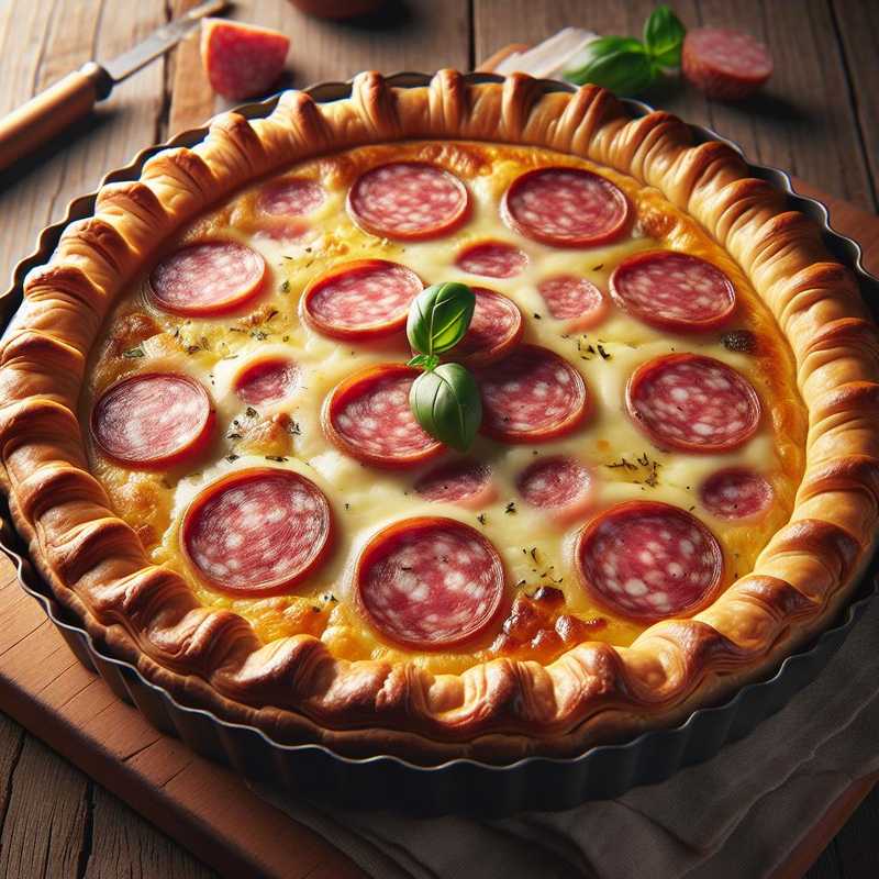 Savory pie with mortadella and scamorza