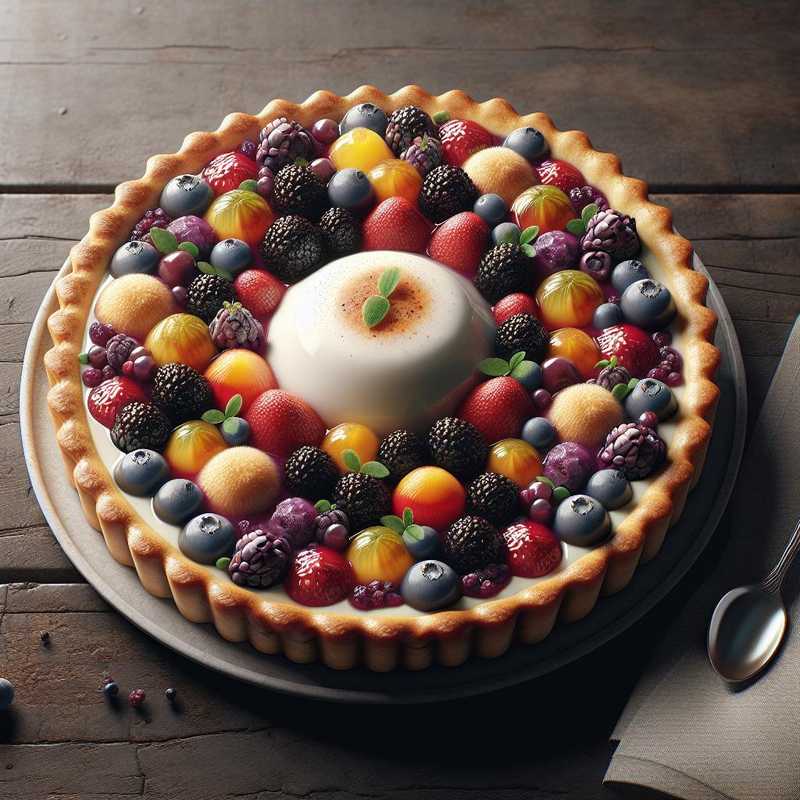 Panna cotta tart and mixed berries