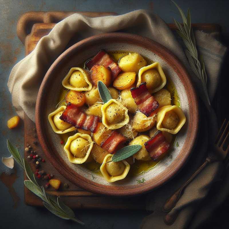 Potato and Bacon Tortelli with Butter and Sage
