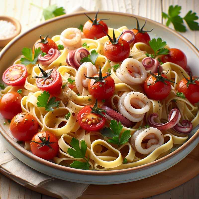 Tagliatelle with Squid and Cherry Tomatoes