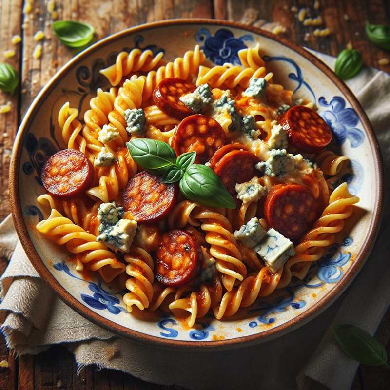 Pasta with sausage and gorgonzola
