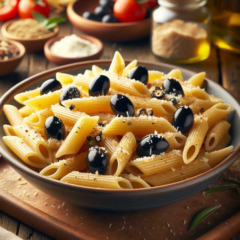 Penne with Black Olives and Pecorino