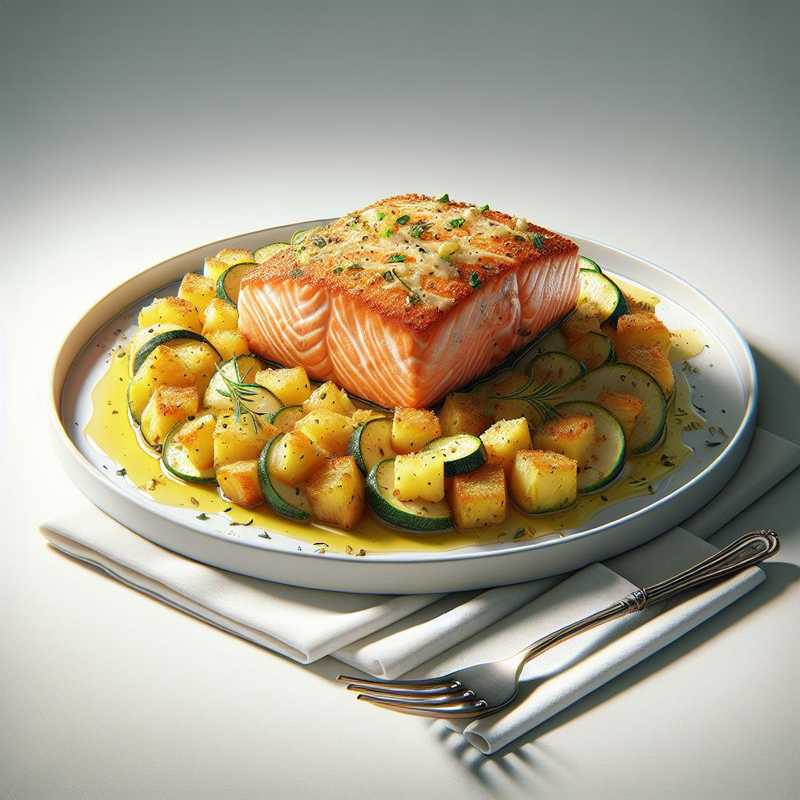 Salmon Slice in a Potato and Zucchini Crust
