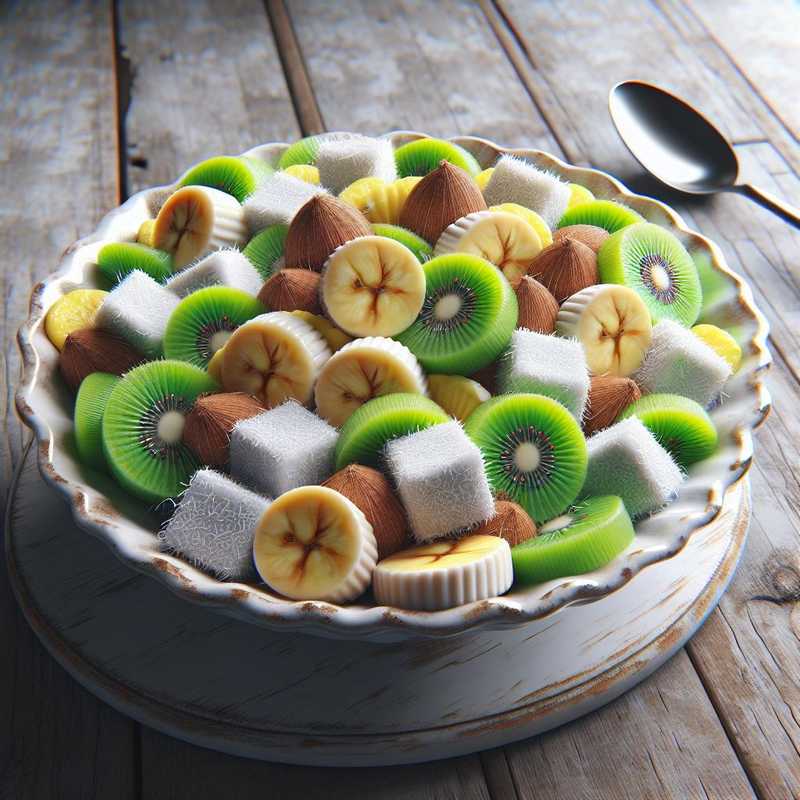 Tropical coconut, banana, and kiwi sweets