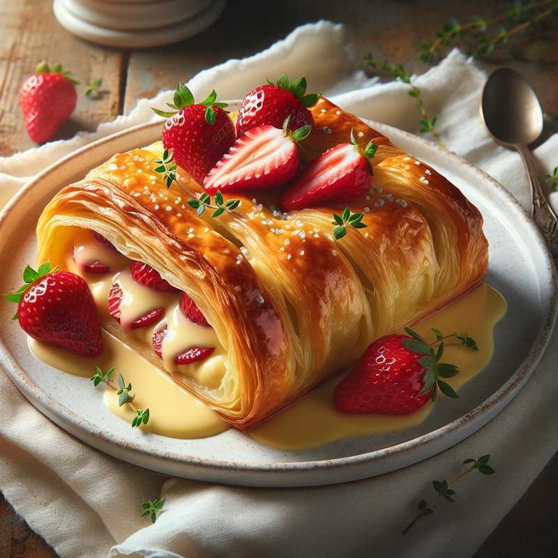 Strudel with Custard and Strawberries