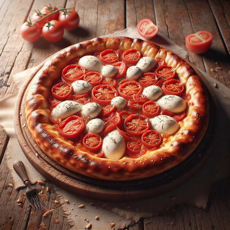 Rustic pie stuffed with tomato and mozzarella