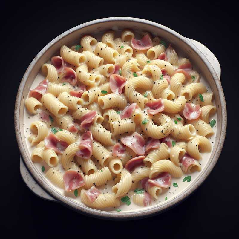 Pasta with cream and ham
