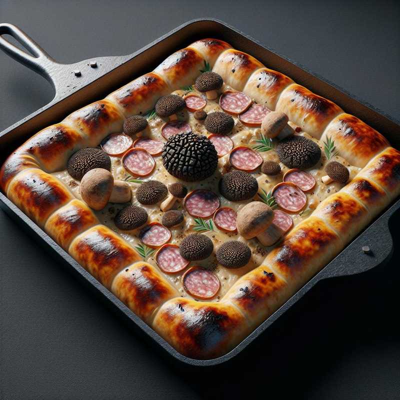 Pinsa with Sausage, Porcini Mushrooms, and Truffle