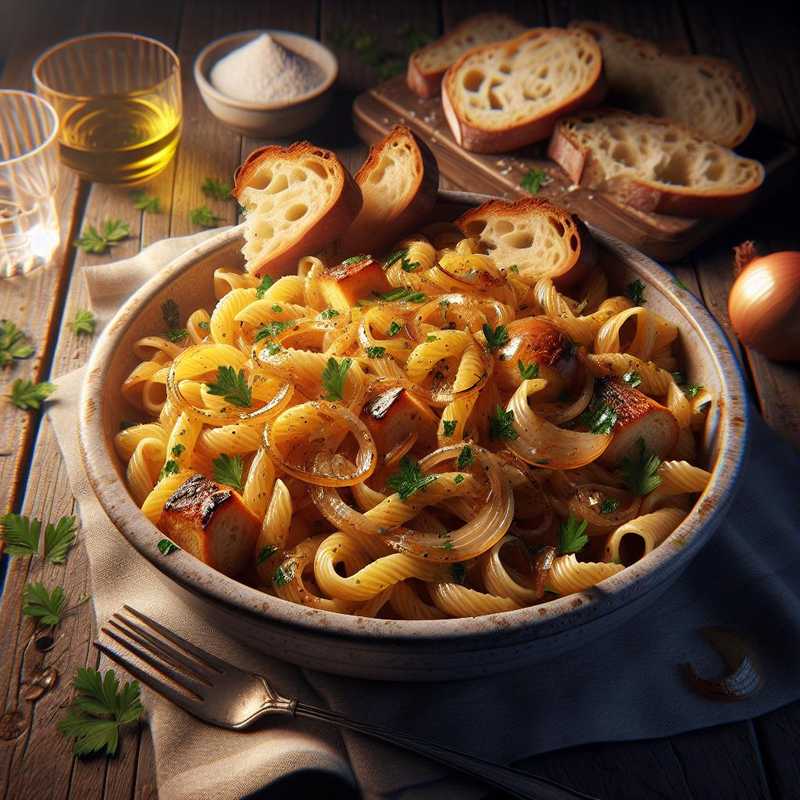 Pasta with bread and onions