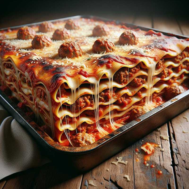 Grandma's Tomato Lasagna with Meatballs