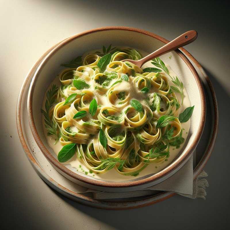 Whole Wheat Tagliatelle with Escarole and Taleggio Cheese Fondue