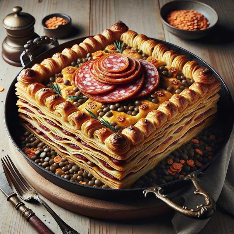 Mille-feuille of Cotechino and Lentils