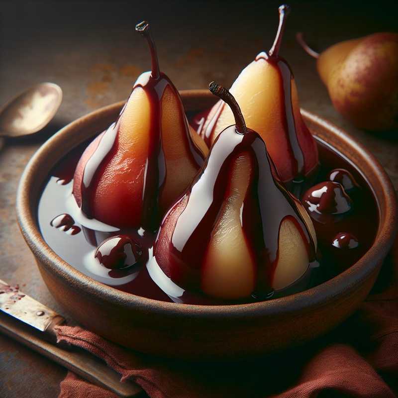 Pears in wine and chocolate