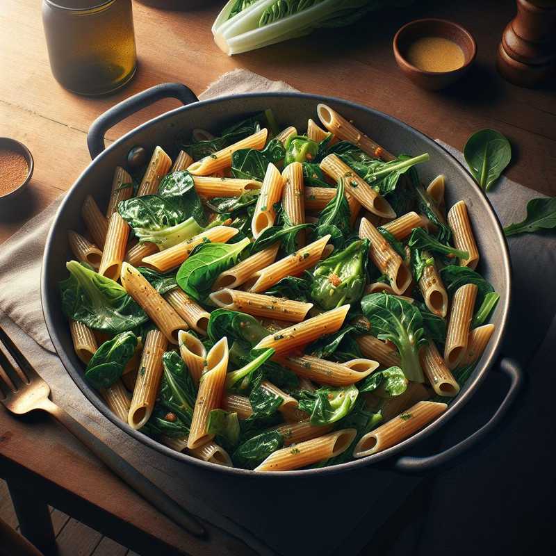 Whole wheat rigatoni salad with escarole