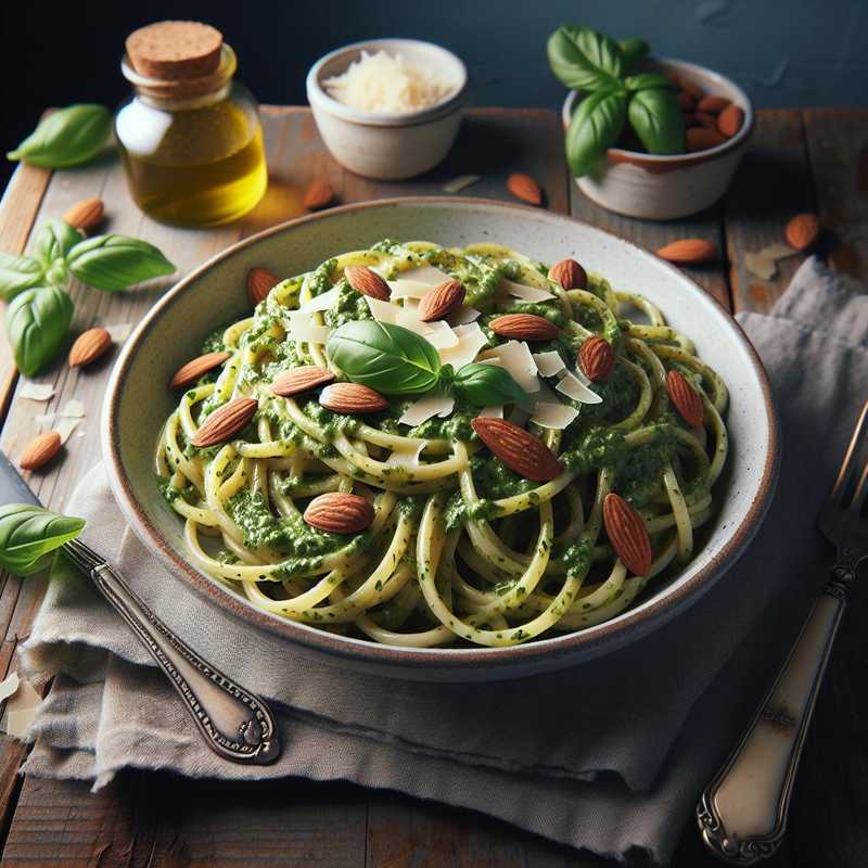 Linguine with almond pesto