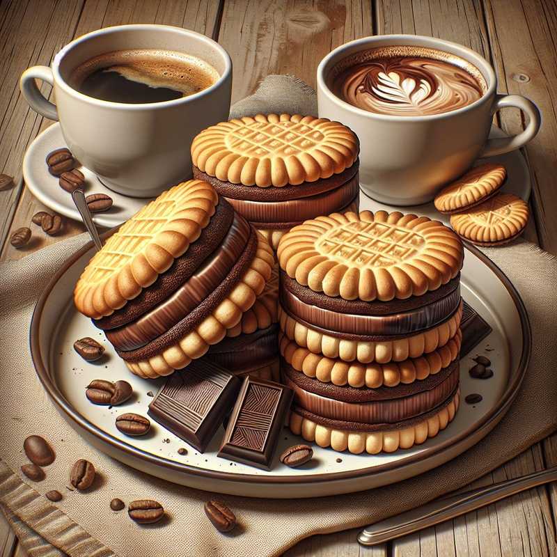 Pavesini sandwich with coffee and chocolate