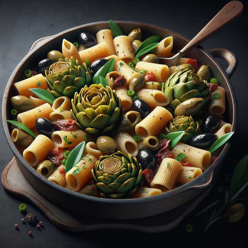 Rigatoni with Artichokes, Olives, and Capers