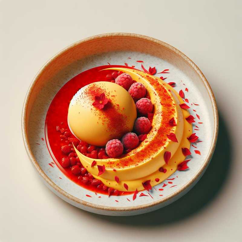 Saffron Mousse with Red Berry Coulis