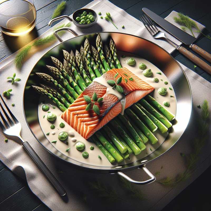 Salmon Steaks with Asparagus and Cream