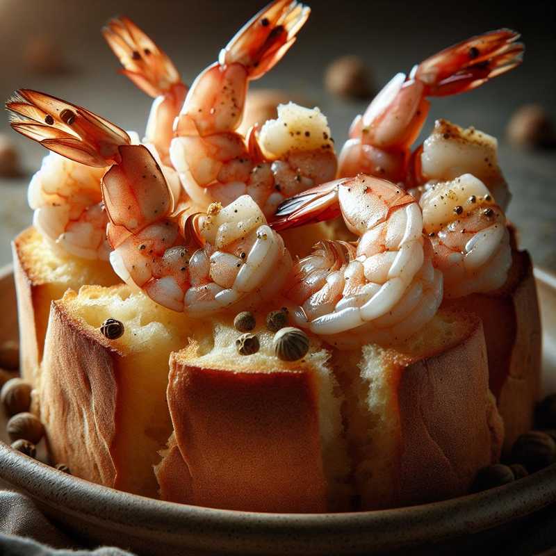 Panettone Crostini with Shrimp