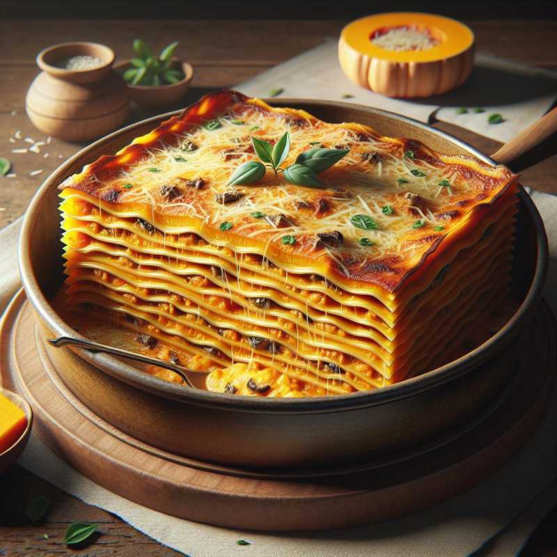 Pumpkin Lasagna with Mushroom Cream and Scamorza