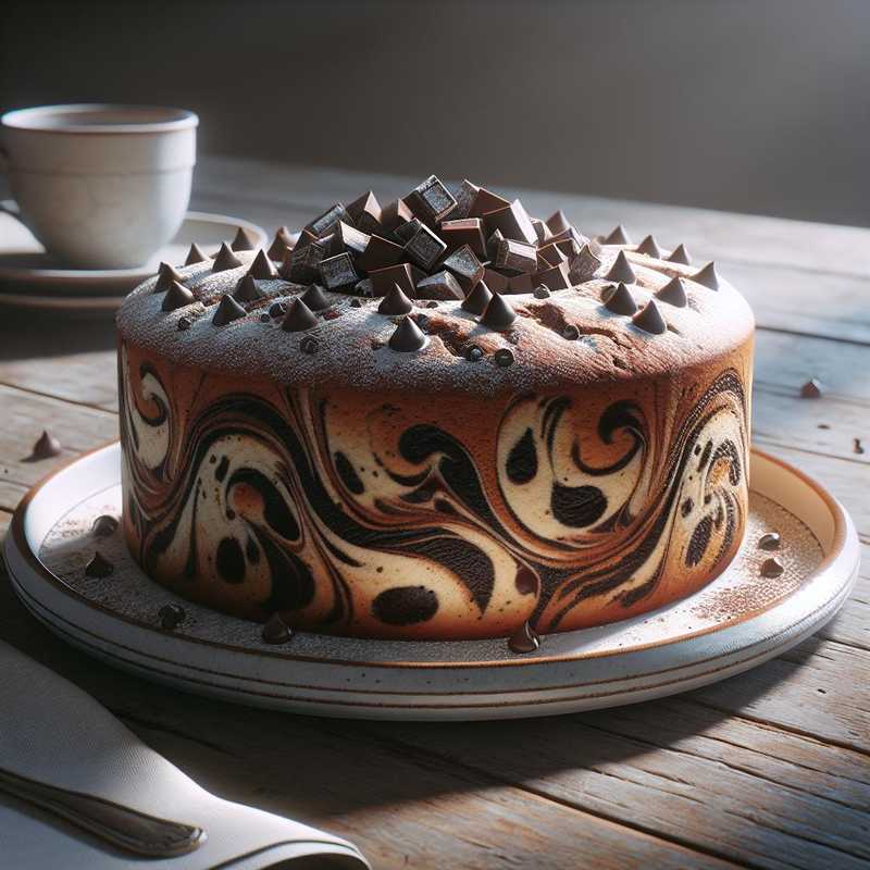 Ciambella marmorizzata al cacao e gocce di cioccolato
