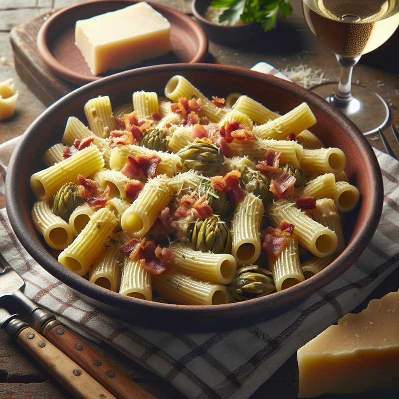 Sedanini rigati with artichoke cream and pancetta