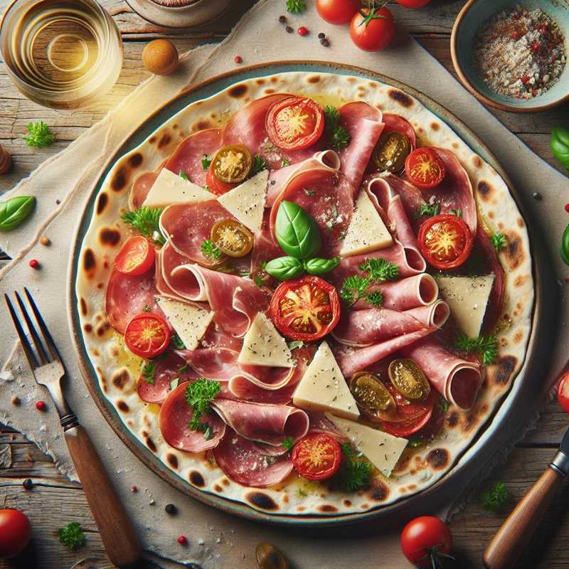Piadina with Cooked Ham, Pecorino and Tomatoes