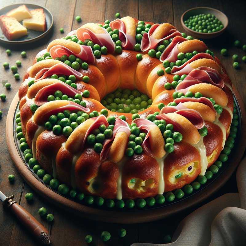 Savory Robiola Cheese Ring Cake with Peas and Ham