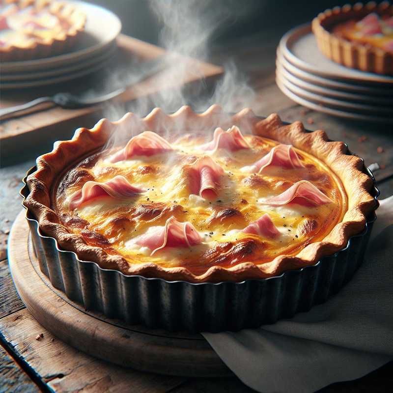 Quiche with Swiss Chard, Cooked Ham, and Mozzarella