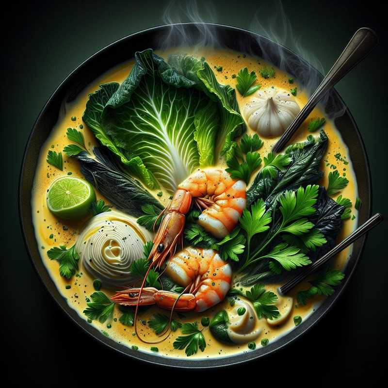 Warm Lettuce, Parsley, Monkfish and Shrimp Cream