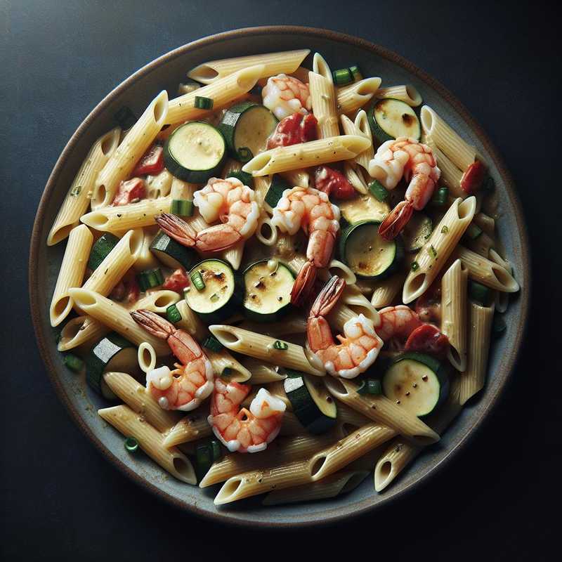 Penne shrimp and zucchini