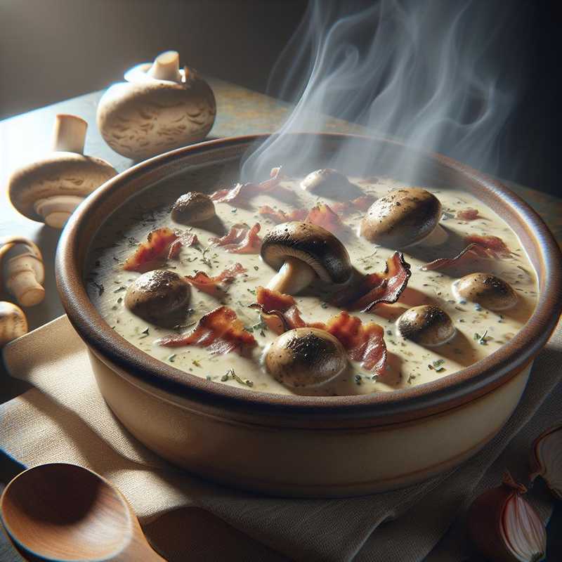 Savory cream with mushrooms and bacon