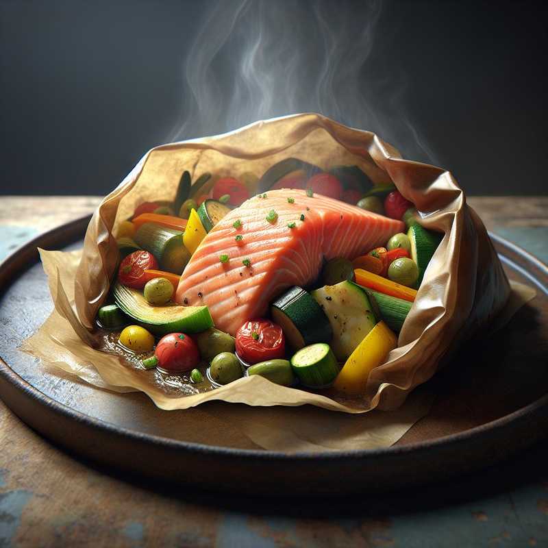 Salmon en Papillote with Mixed Vegetables