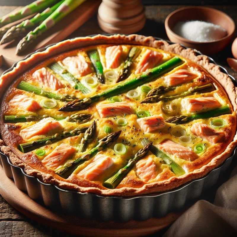 Salmon Quiche with Asparagus and Leeks