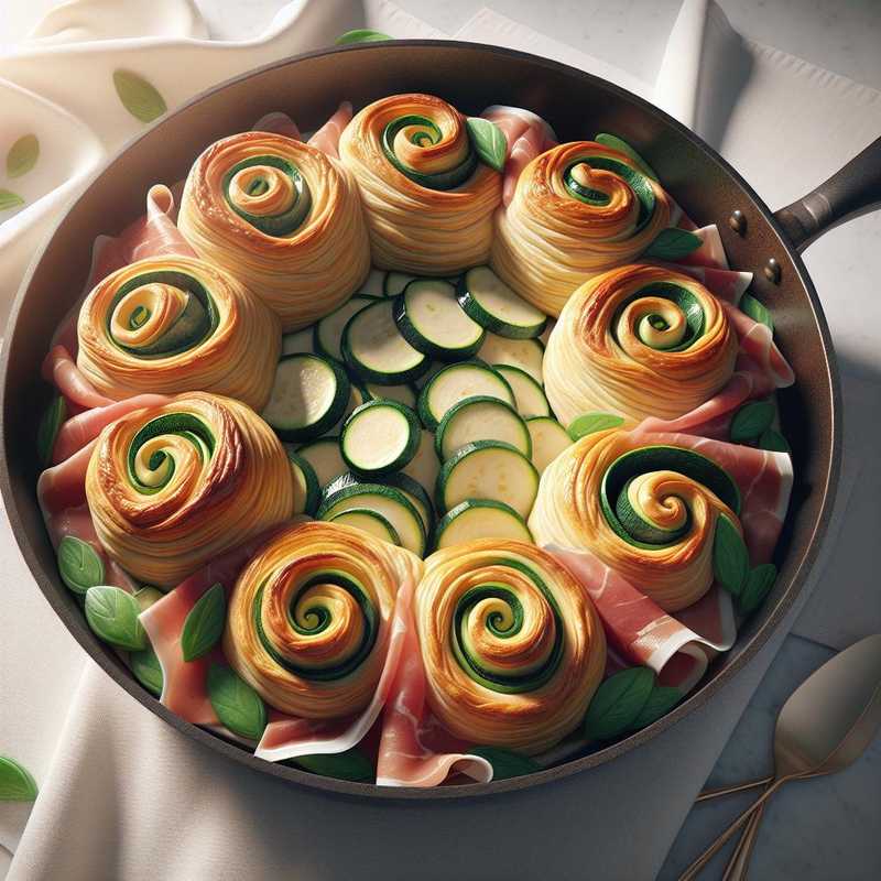 Puff pastry swirls with zucchini and ham