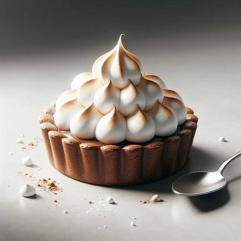 Cocoa Meringue Small Tart with Vanilla Cream