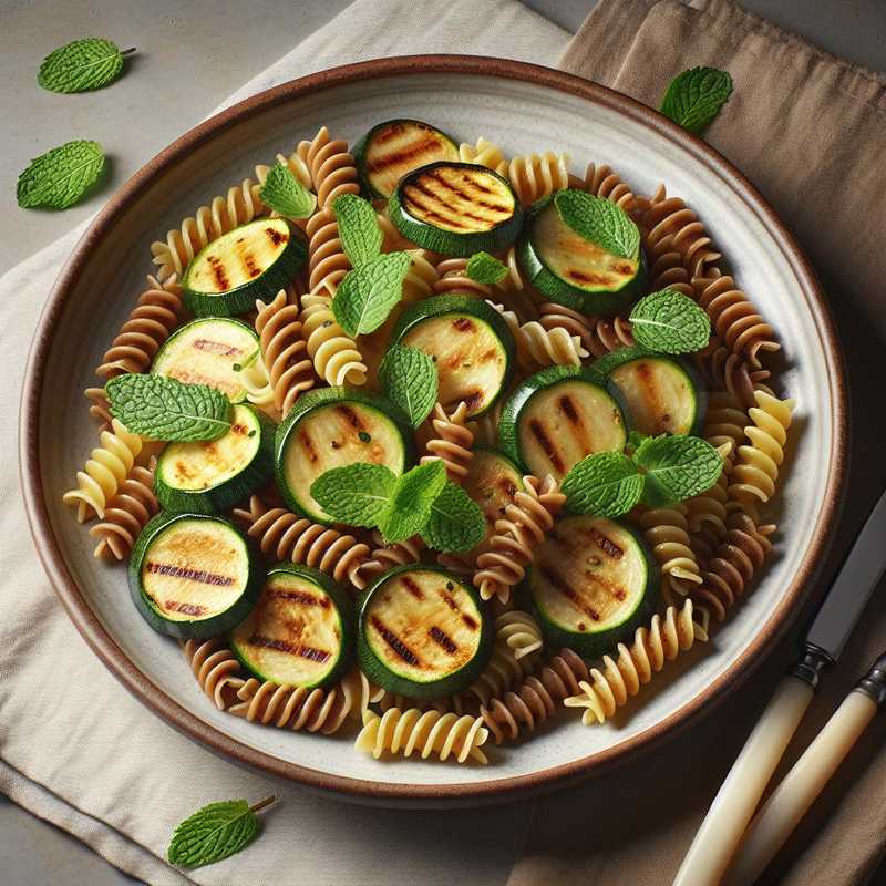 Whole Wheat Fusilli with Crunchy Zucchini and Mint