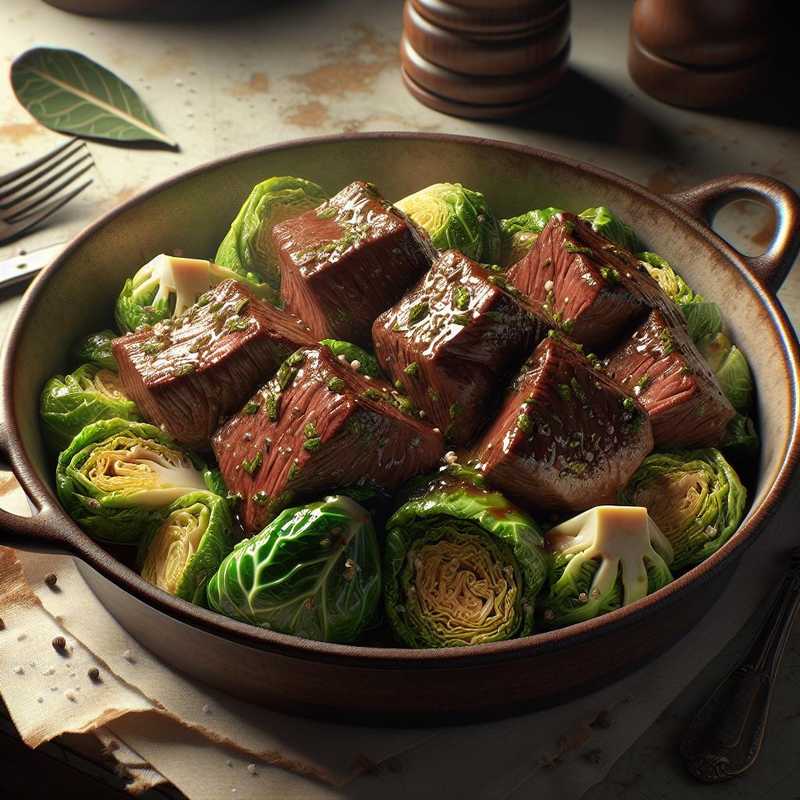 Marinated Beef Bites and Cabbage