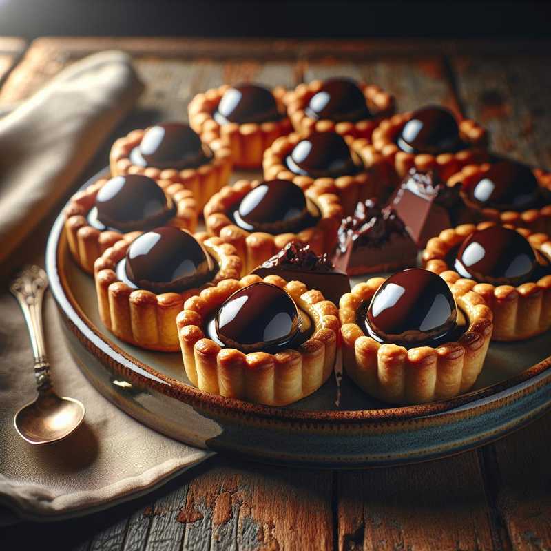 Tartlets with dark chocolate namelaka