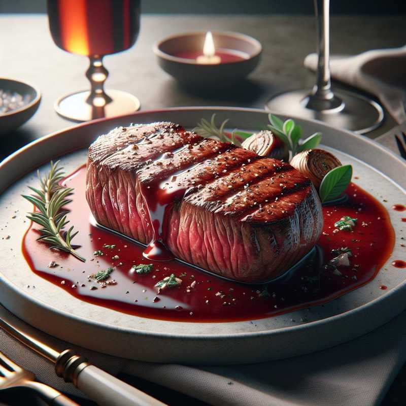 Grilled Fillet in Red Wine Flavored Sauce