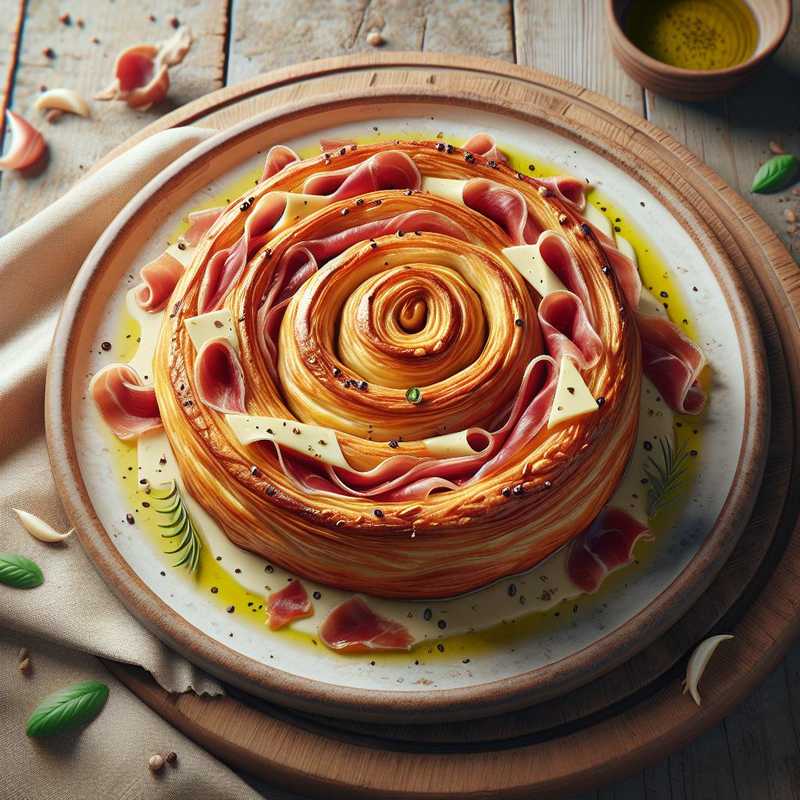 Puff Pastry Snail with Ham and Fontina Cheese