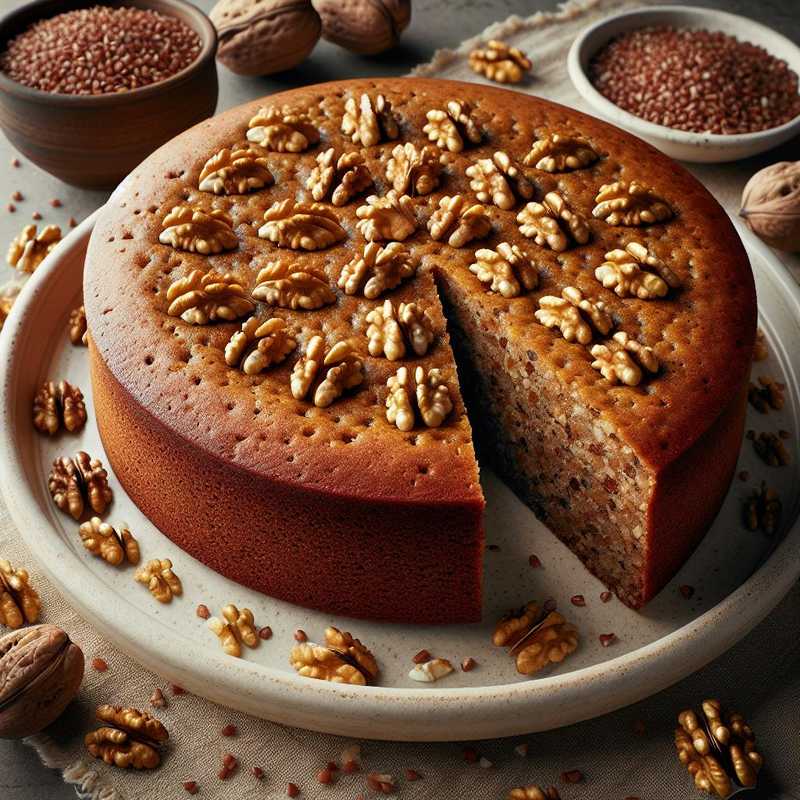 Torta integrale di grano saraceno e noci