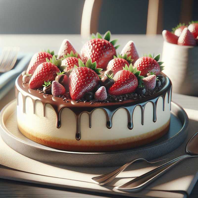 Strawberry and chocolate cheesecake