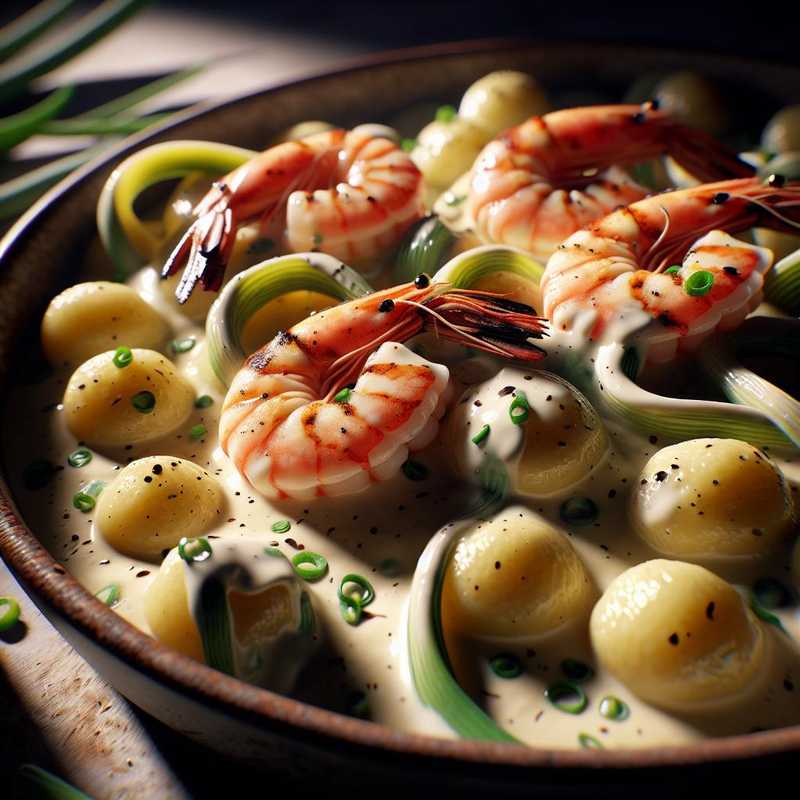Gnocchi with Leek and Shrimp