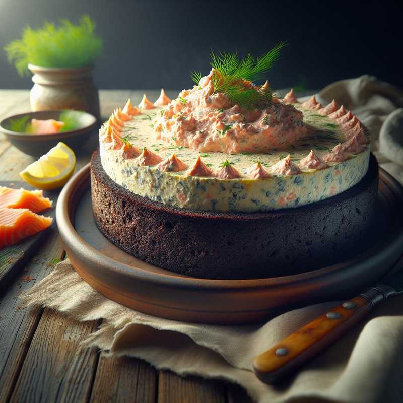 Savory Cheesecake with Dark Bread and Salmon Cream