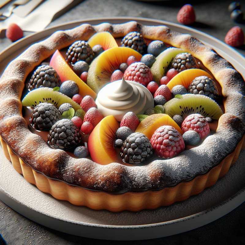 Chocolate Tart Filled with Custard and Fruit
