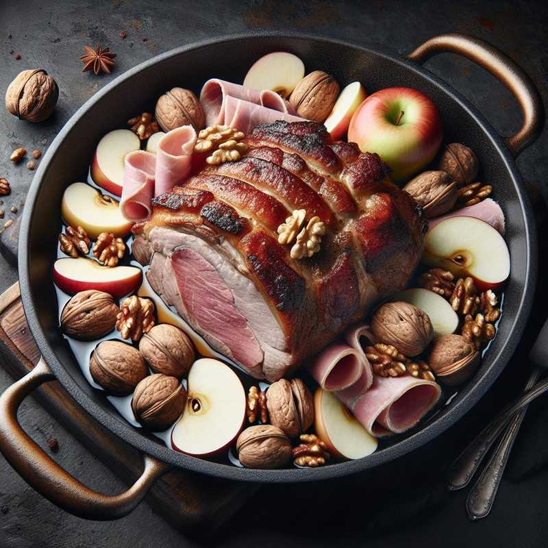 Arrosto di vitella con noci, mele e prosciutto